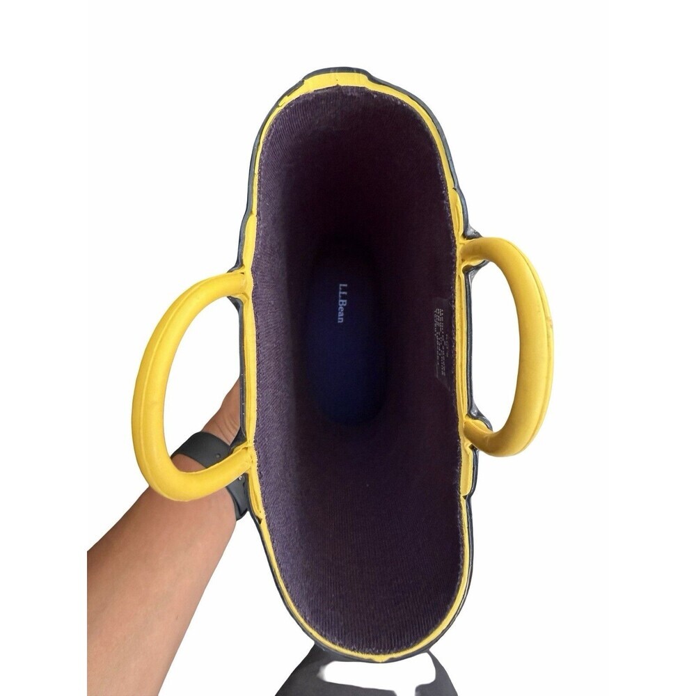 L.Bean Kids Puddle Stompers Rain Boots Size 2 Yellow Rubber Waterproof Durable - Picture 8 of 9